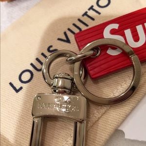 LOUIS VUITTON Leather Keychain Charm Limited Edition Supreme MP2074